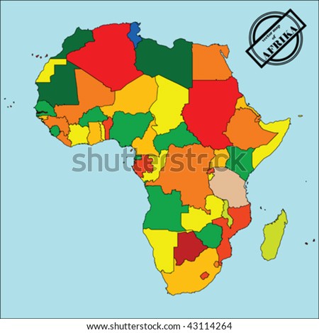 map of africa countries. map of Africa in colors,