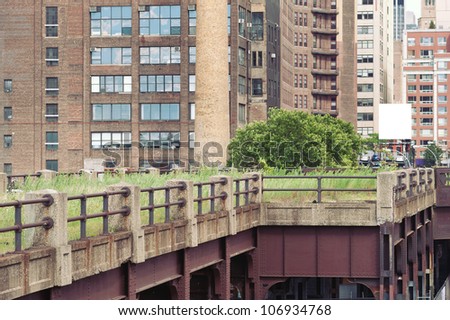 High Line public park, built on an historic freight rail line elevated above the streets on ManhattanÃ¢Â?Â?s West Side. New York City.