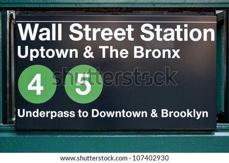 Wall street subway station in New York City.