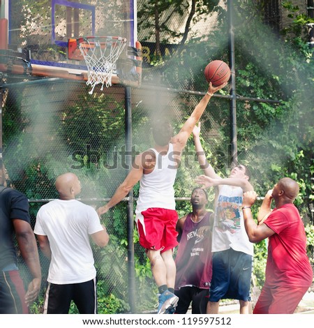NEW YORK CITY - JUNE 28: West 4th Street\'s iconic basketball court, \