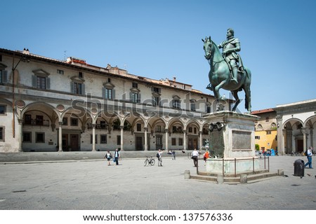 FLORENCE ITALY MAY 4 Ospedale degli Innocenti in Florence on May 4 2013 Designed by Filippo Brunelleschi who received the commission in 1419 it was originally a children's orphanage FLORENCE ITALY MAY 4 Ospedale degli Innocenti in Florence on May 4 2013 Designed by Filippo Brunelleschi who received the commission in 1419 it was originally a children's orphanage