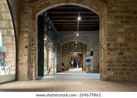 BARCELONA, SPAIN - MAY 31, 2014: Cloister of Picasso\'s Museum. The Museu Picasso houses one of the most extensive collections of artworks by Spanish artist Pablo Picasso with 4.249 works.