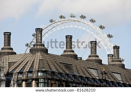 LONDON, UNITED KINGDOM - MAY 31: London Eye\'s cabins on May 31, 2011 in London, UK. London Eye is the tallest Ferris wheel in Europe at 135 meters.