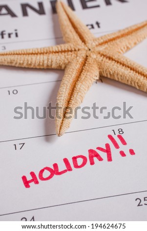Holiday on calendar