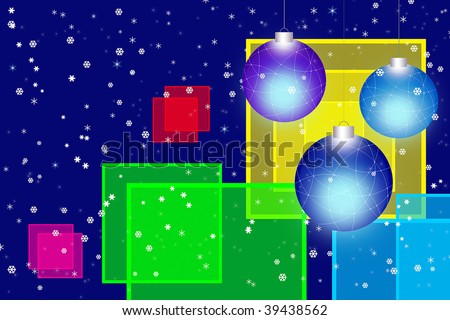 Christmas  background with toys and snowflakes.\
\
Welcome! More similar images available.