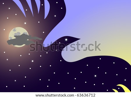 Moon Star Clipart. Night sky with moon and stars.