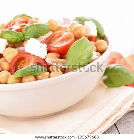 chickpea salad and basil