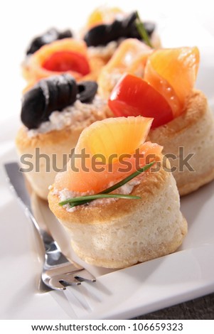 canapes appetizer, buffet food
