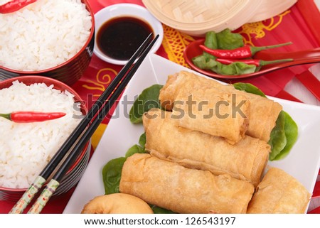 assortment of asia food