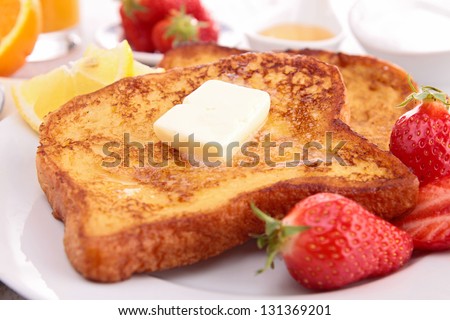french toast with butter and honey