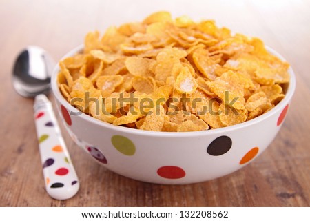 bowl of corn flakes cereal