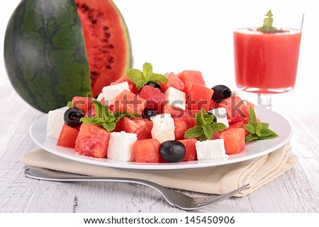 appetizer, watermelon salad