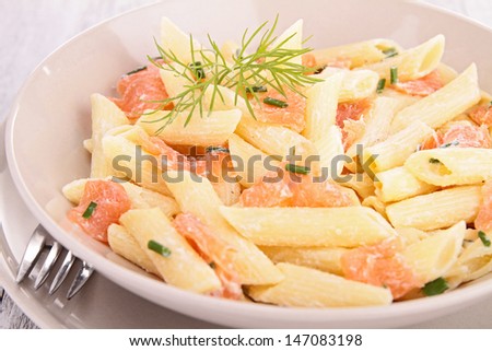 pasta cooked with cream and salmon