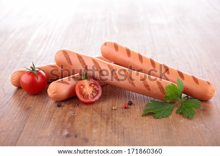 sausage on wood