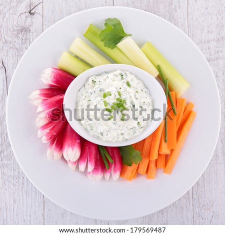 vegetable sticks and cheese spread