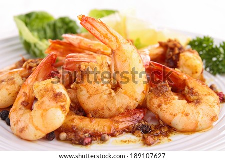 cooked shrimp and parsley