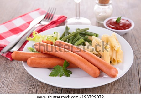 sausage,vegetable and ketchup