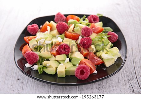 avocado salad and raspberry