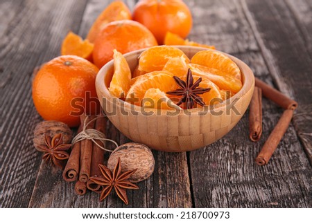 tangerine or mandarin fruit and spices