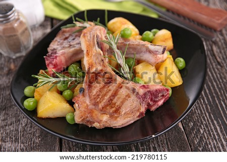 lamb chop and vegetables