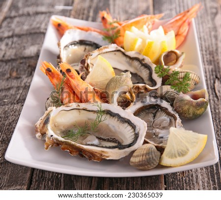 oyster, shrimp and shellfish