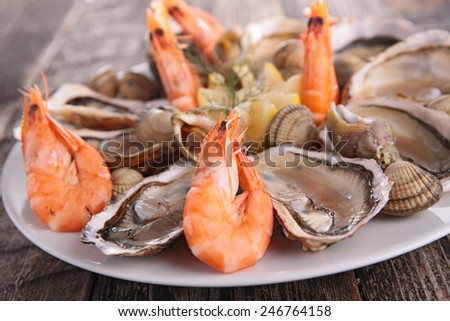 fresh oyster and shrimp