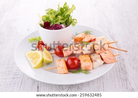 fish barbecue and salad