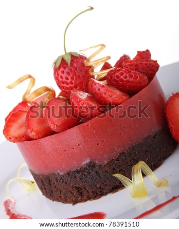 fruit mousse and chocolate cake