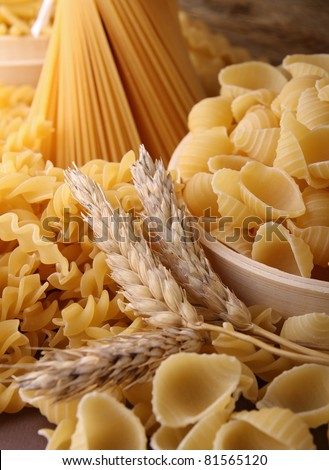 assortment of pasta and wheat