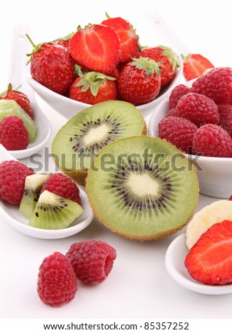 assortment of fruits on white background