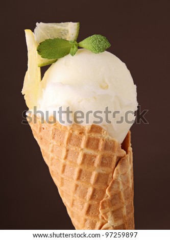 lemon ice cream in cone