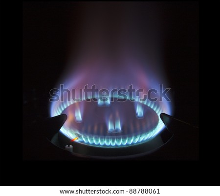 gas hob with blue coloured flame