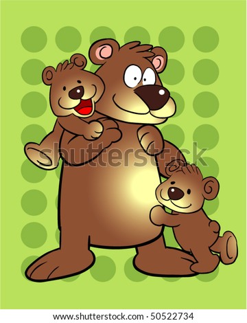 mama bear cartoon. ear and baby ear cartoon