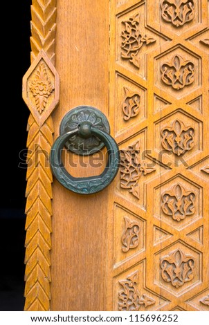 crafted door in ancient city, Azerbaijan