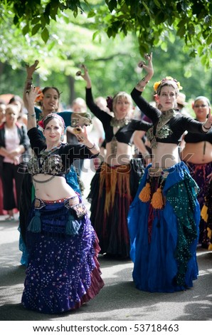 NEW YORK - MAY 22: Dancers of Manhattan Tribal perform a belly dance at the 4th Annual New York Dance Parade on May 22, 2010  in New York. Over 160 dance groups celebrate diversity and artistic expression.