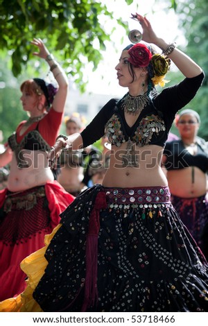 NEW YORK - MAY 22: Dancers of Manhattan Tribal perform a belly dance at the 4th Annual New York Dance Parade on May 22, 2010 in New York. Over 160 dance groups celebrate diversity and artistic expression.