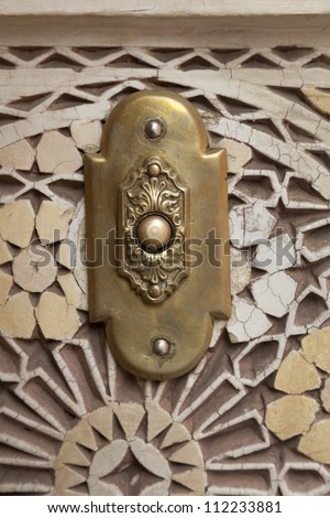 Brass Moroccan door bell in marrakesh, Morocco, April 1,2012