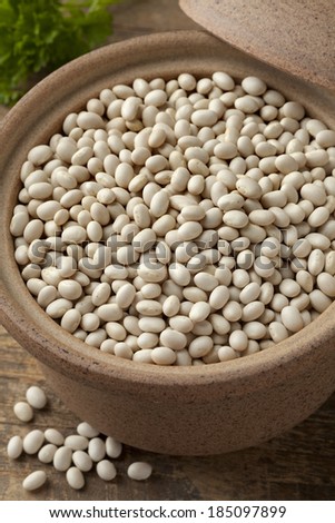 Dried white beans in a bowl