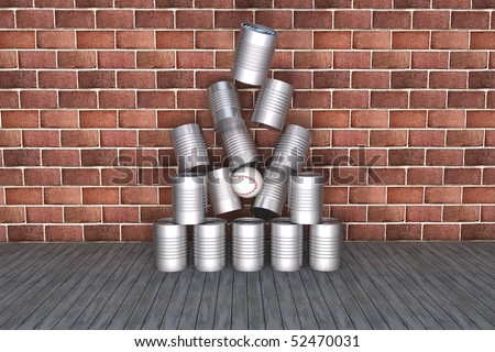 Three dimensional tin can to fall over