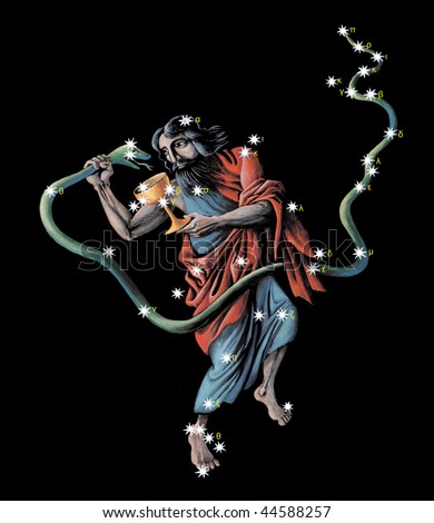 stock photo : Sign on zodiac constellation The Ophiuchus (Serpentarius)