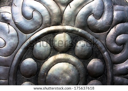 Stock photo silver plate engraving flower northern thai craftsmanship