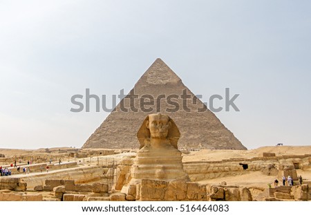 Ancient Egyptian Pyramid of Khafre Giza and Great Sphinx
