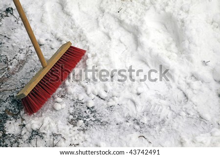 red broom for cleaning the snow\
\
\
\
please have a look at my footage  with the same scene