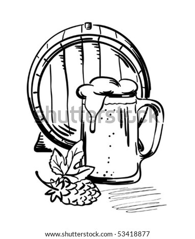 stock vector : barrel and beer mug