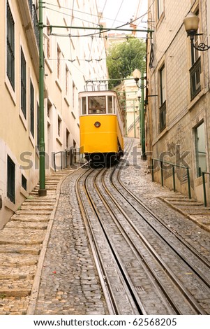 Tram Climbing Hill in Lisbon