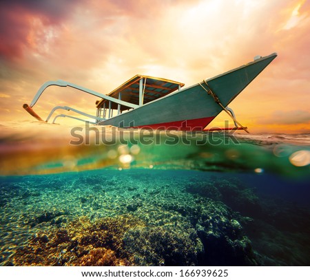 Diving Boat At Sunset