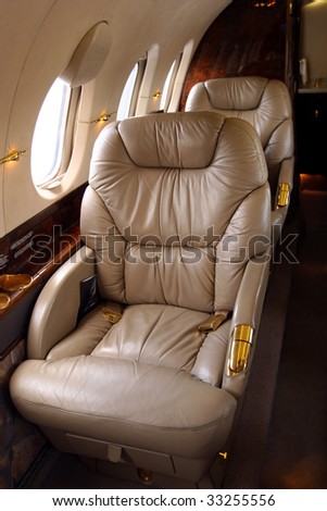 Interior of luxury private jet