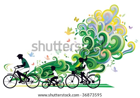 bike rider clip art. stock vector : family ike