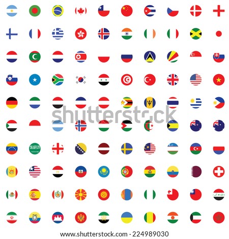 An Illustrated Set of World Flags - Round