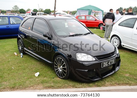 stock photo PETERBOROUGH ENGLAND May 24 Black Vauxhall Corsa C on May